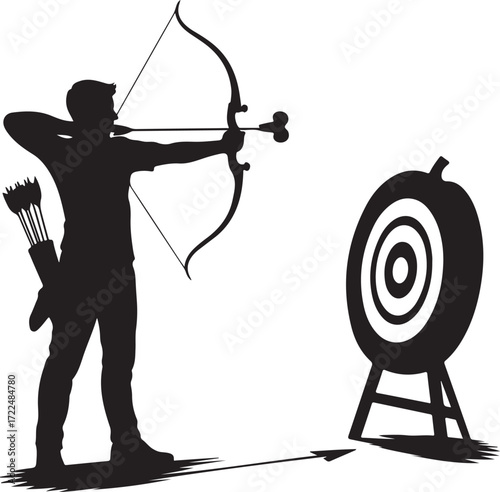 Halloween archer pumpkin target silhouette vector