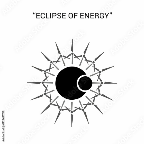 Flat vector 2D icon — Flat Vector 2D Design of Solar Eclipse Turbine Icon — Eclipse of Energy