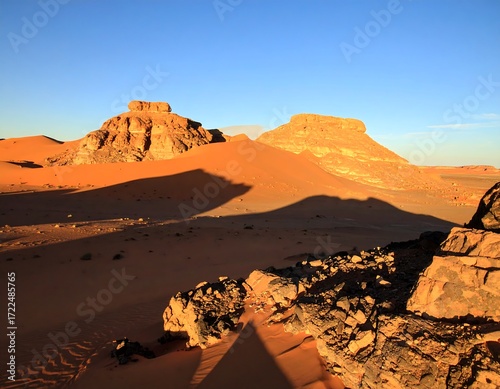 Sunrise over desert landscape