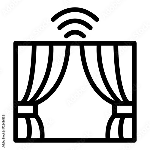 Smart Curtains Line Icon of Smart Blinds & Curtains Icon Set