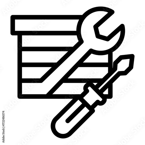 Smart Blind Settings Line Icon of Smart Blinds & Curtains Icon Set
