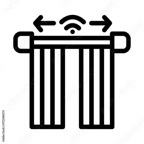 Voice-Controlled Curtains Line Icon of Smart Blinds & Curtains Icon Set