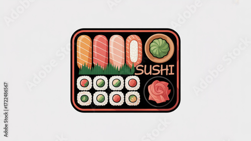 A delightful sushi platter, featuring a variety of fresh nigiri, rolls, wasabi, and ginger, perfect for a japanese cuisine feast
