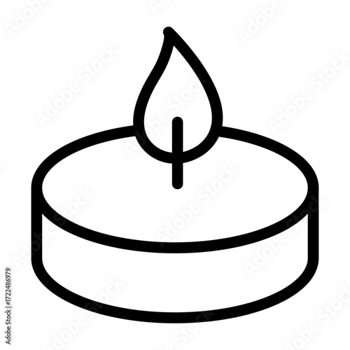 Tealight Candle Line Icon of Candle Making Icon Set