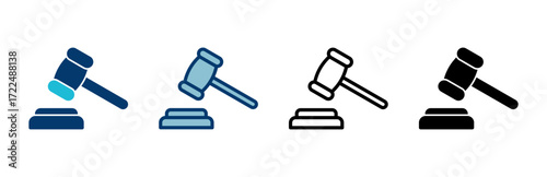 Gavel icon vector isolated on white background. Hammer icon vector. Judge Gavel Auction Icon Vector. Bid