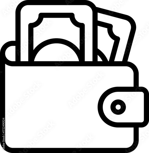 Black wallet icon - outline