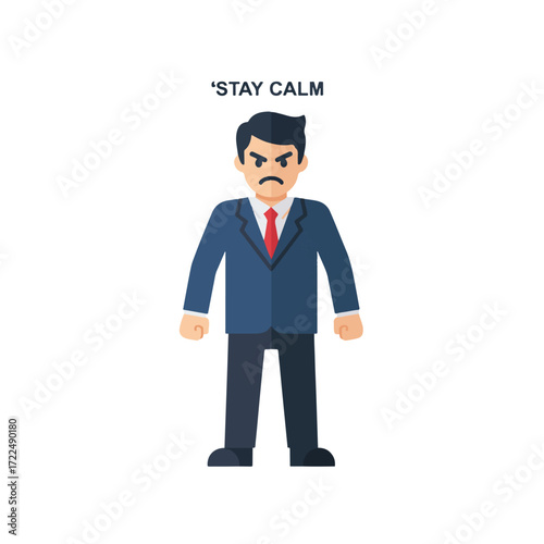 Flat vector 2D icon — Flat Vector 2D Design of Angry Man Icon — Stay Calm