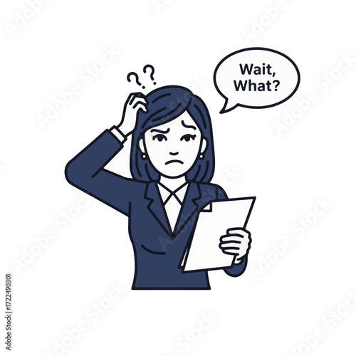 Flat vector 2D icon — Confusion at Work: The 'Wait, What?' Moment