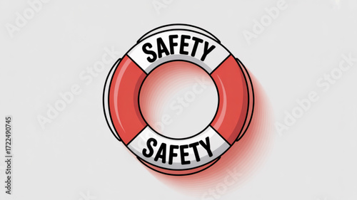 Life buoy modern flat vector illustration of safety, security, help, and support emergency equipment for water rescue