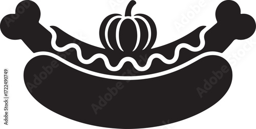 Halloween hot dog bone sausage silhouette vector