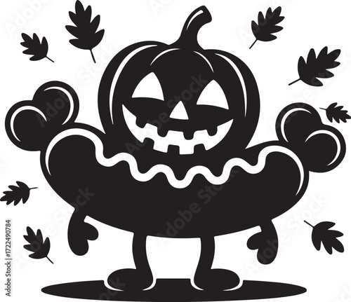 Halloween hot dog bone sausage silhouette vector
