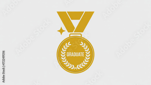 Golden graduate medal icon a symbol of academic achievement, success, and the culmination of hard work and dedication in education