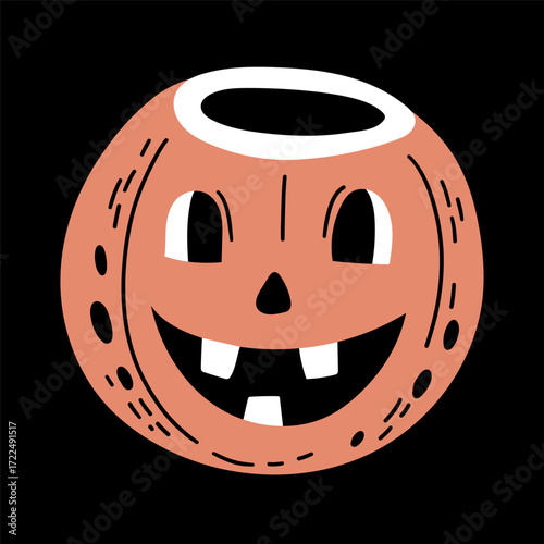 A cartoon jackolantern with a smiling face