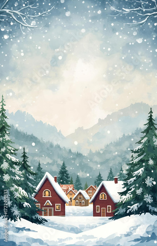 winter landscape with house