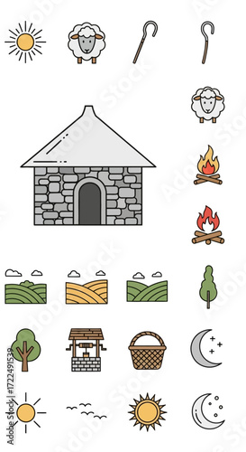 Stone house with a thatched roof, a symbol of rural life and shelter.
