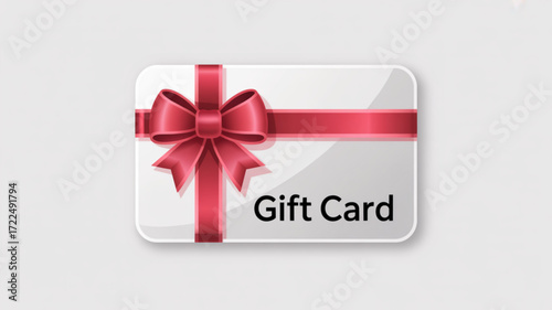 A gift card with a red ribbon and bow, , offering a versatile present for any occasion, spreading joy and delight