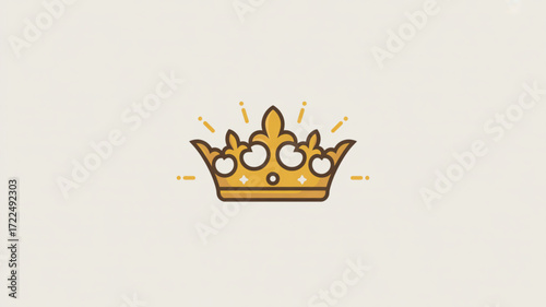Illustration of a golden crown with white gems, , symbolizing royalty, leadership, and the concept of a golden crown