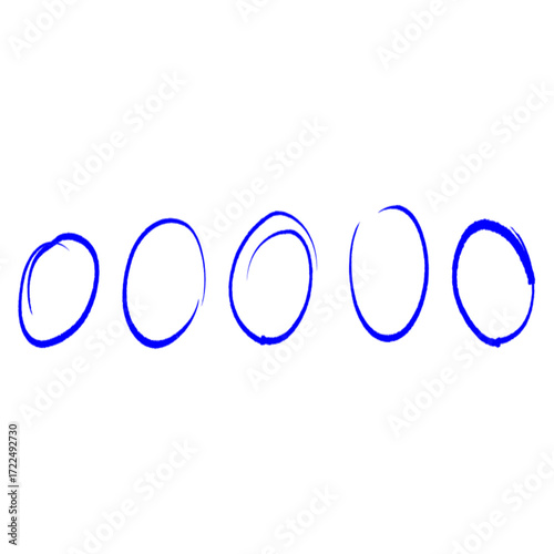 Hand-drawn style blue marker circles appearing on white background, representing highlighting, emphasis, and selection.