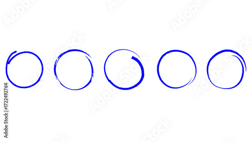 Hand-drawn style blue marker circles appearing on white background, representing highlighting, emphasis, and selection.