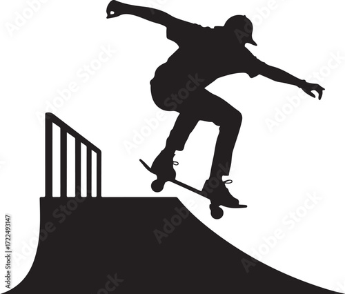 Halloween skateboarder pumpkin wheels silhouette vector