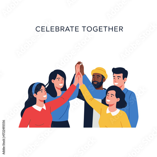 Flat vector 2D icon — Flat Vector 2D Design of Group Celebration Icon — Celebrate Together