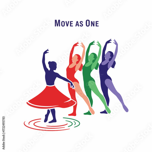 Flat vector 2D icon — Flat Vector 2D Design of Dance Group Icon — Move as One