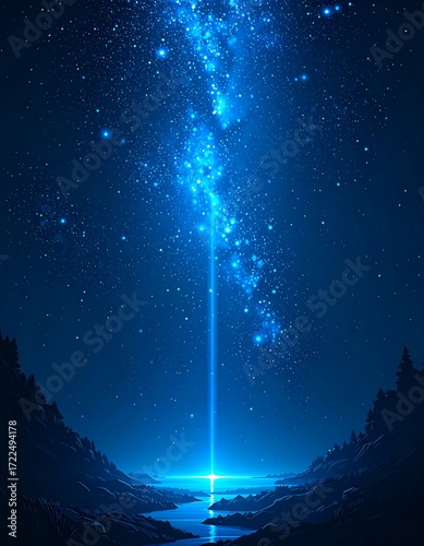 Celestial light over a night landscape
