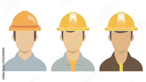Icon of a man wearing a construction helmet, safety worker or engineer illustration, construction and industrial concept