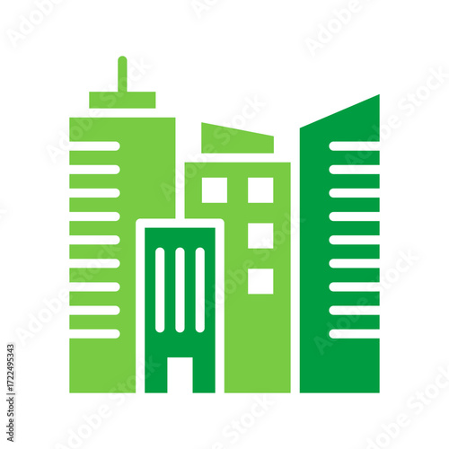 Town Icon Vector Illustration Green Version