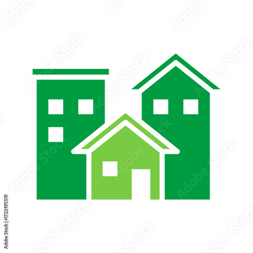 Residential Icon Vector Illustration Green Version