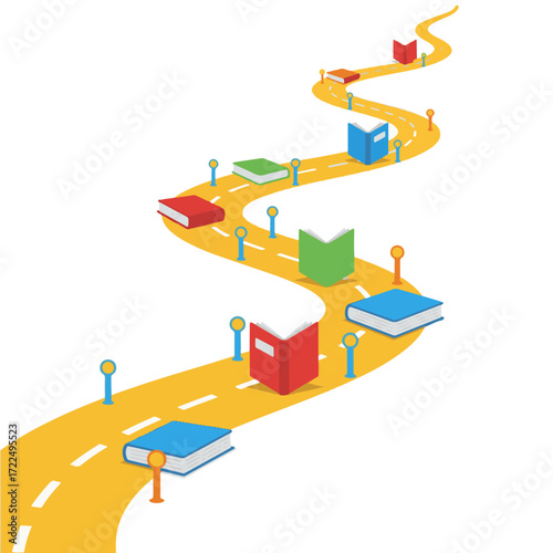 Flat vector 2D icon — Flat Vector Icon of Learning Road — Knowledge Journey