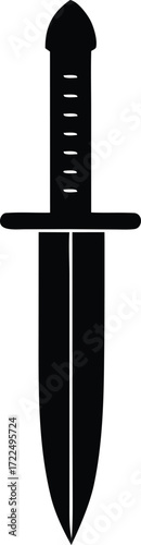 sword knife sharp blade silhouette vector, medieval weapon icon illustration
