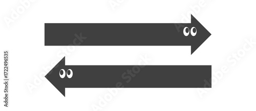 見つめる　黒の太め矢印