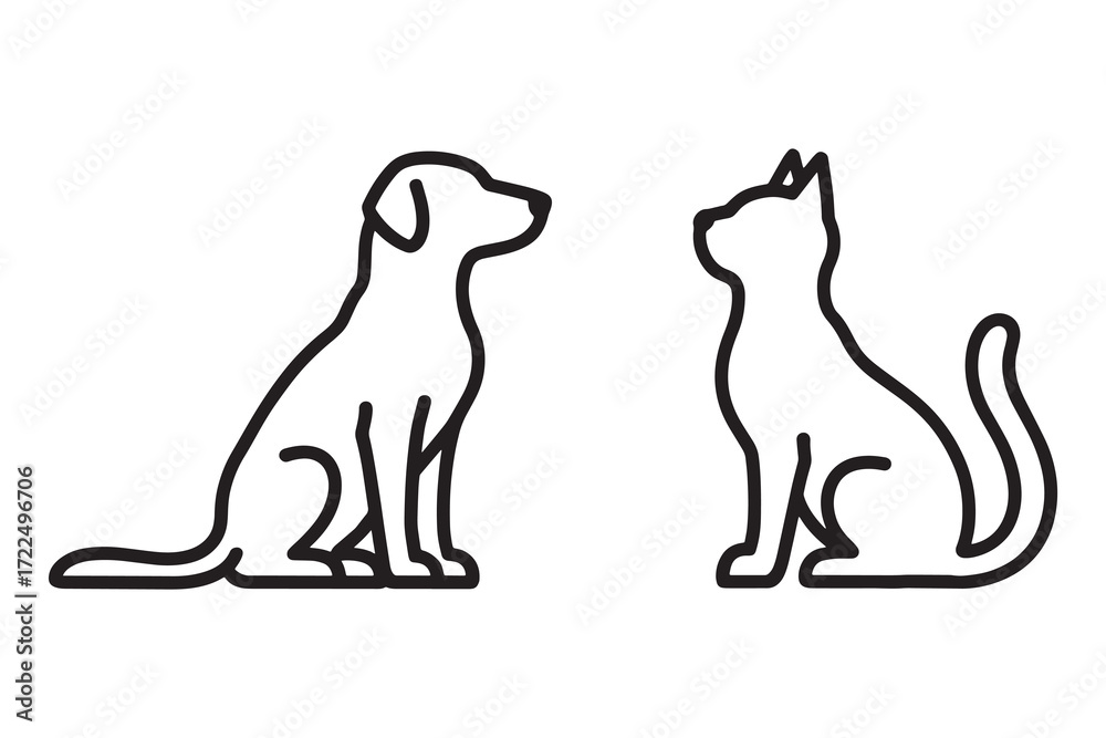 Obraz premium Dog and cat outline facing each other