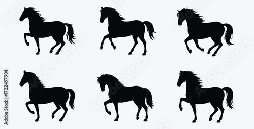 Elegant horse silhouettes in a dynamic display of equine beauty