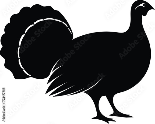 turkey silhouette vector, bird poultry illustration
