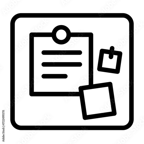 Corkboard Line Icon of Desk Organization Icon Set