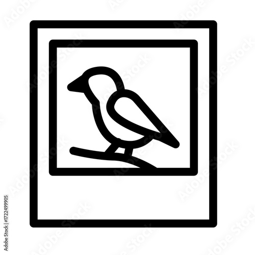 Framed Bird Photograph Line Icon of Wildlife Photography Icon Set