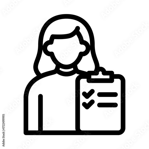 Script Supervisor Line Icon of Film Crew Roles Icon Set