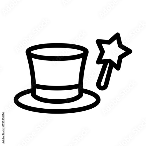 Magic Hat Line Icon of Prop Management Icon Set
