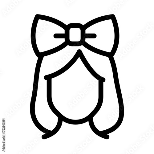 Styled Hair With Bow Line Icon of Makeup & Hairstyling (Film) Icon Set