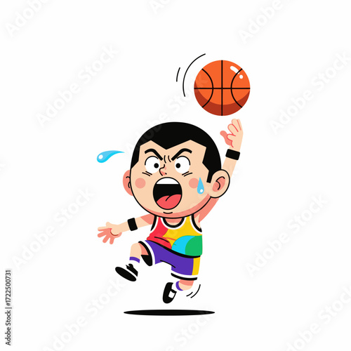 flat vector 2D — Gilpy Basketball Slam Dunk Moment