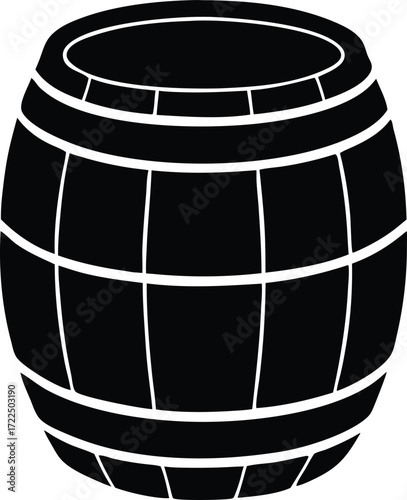 barrel silhouette vector, wooden container illustration
