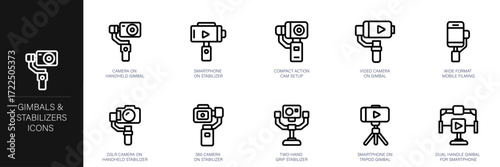 Gimbals & Stabilizers Line Icon Set