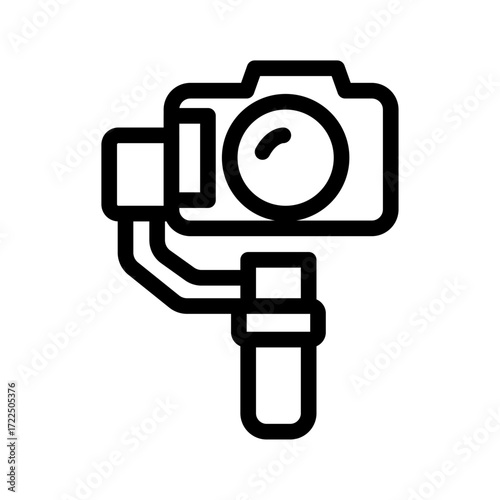 DSLR Camera On Handheld Stabilizer Line Icon of Gimbals & Stabilizers Icon Set