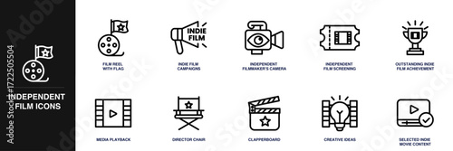 Independent Film Line Icon Set