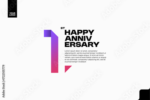 Number 1 logo icon design, 1st birthday logo number, anniversary 1