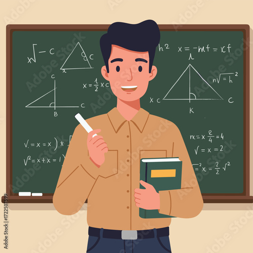 teacher, education, classroom, math, mathematics, teaching, chalkboard, blackboard, geometry, trigonometry, formula, equation, multiplication, calculation, professor, instructor, male teacher, female 