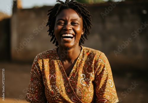 Woman smiling outdoors