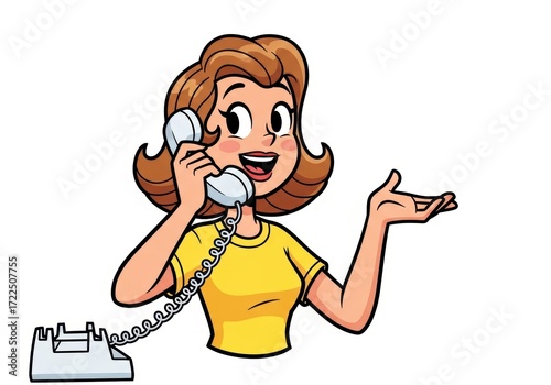 Woman talking on retro telephone